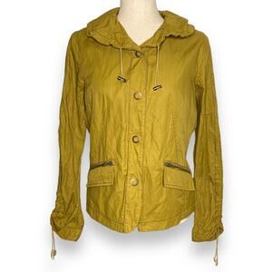 Coldwater Creek Mustard Yellow Drawstring Scrunch Snap Jacket Women’s Size 4-6